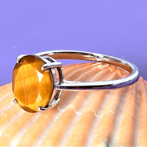 Natural Tiger's Eye 925 Sterling Silver Ring - Picture 4 of 13